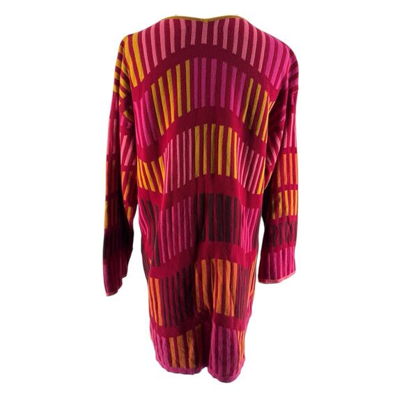 Gudrun Sjoden Women's Organic Cotton Pink Abstract V-Neck Tunic Sweater Medium - Picture 4 of 6